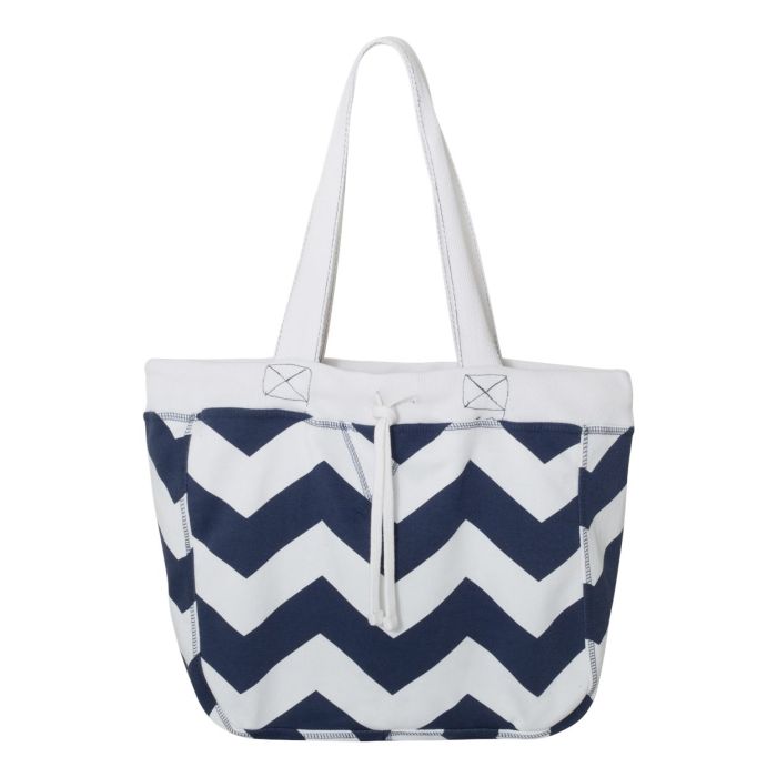 White/ Deep Blue Chevron