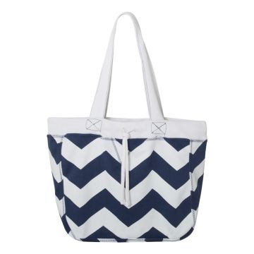 White/ Deep Blue Chevron
