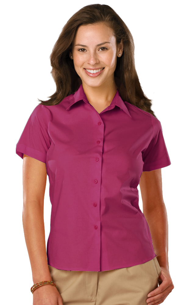 BG6218S Blue Generation Ladies’ Short Sleeve Stretch Poplin Shirt