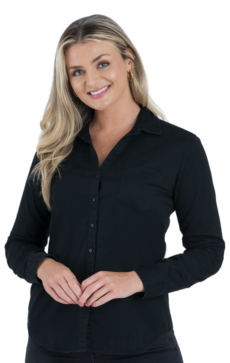 BG8203 Blue Generation Ladies Long Sleeve Untucked Denim